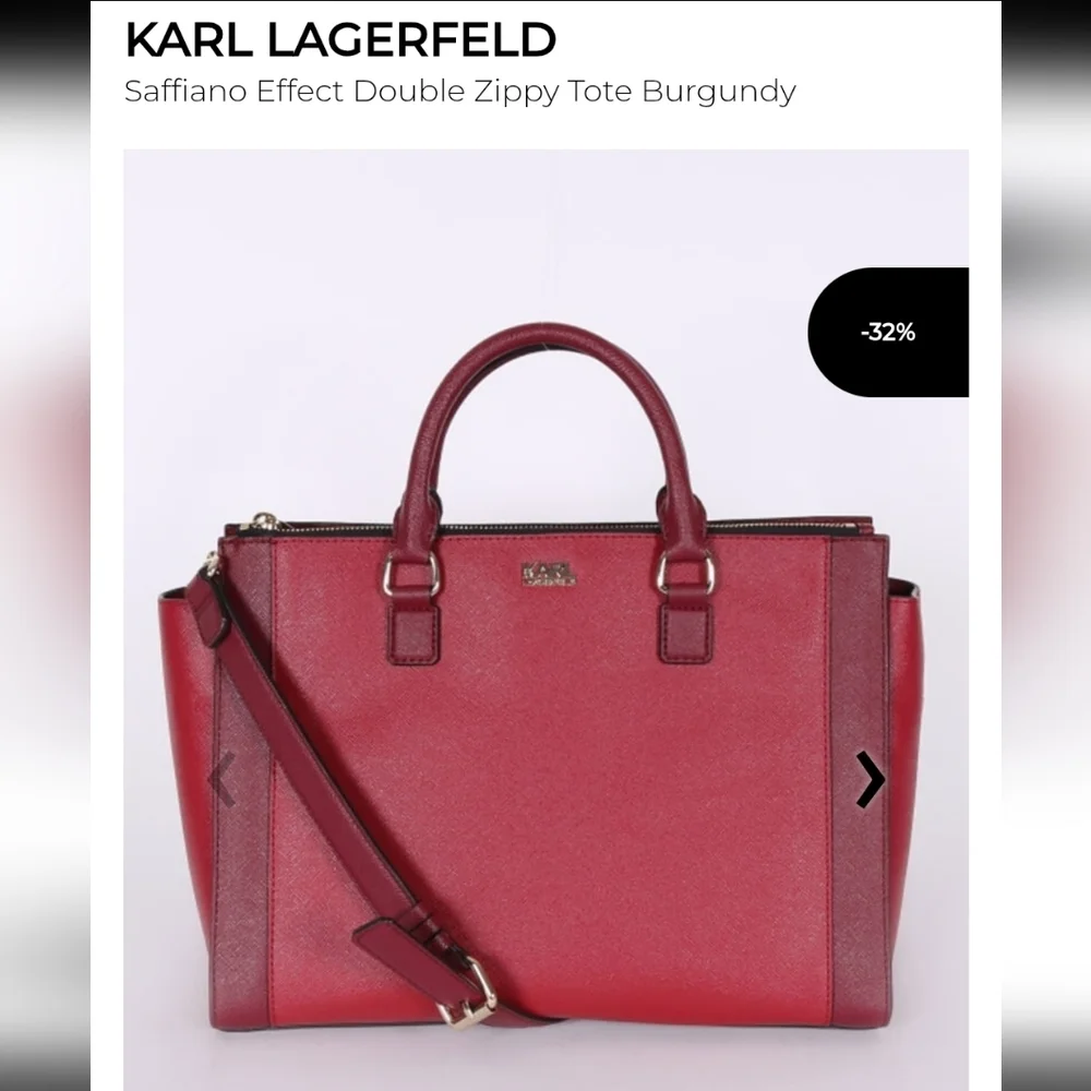 Karl Lagerfeld Saffiano Leather Satchel, Burgundy